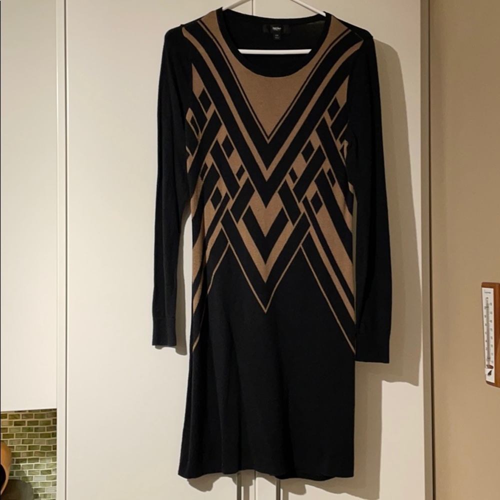 Black and gold art deco sweater dress